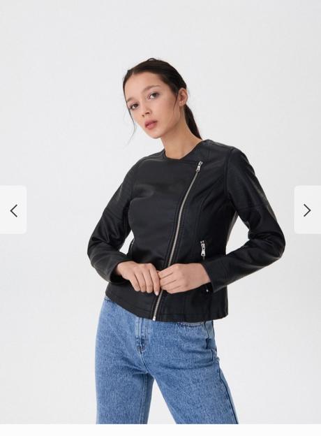 Čierna koženkova biker bunda s visačkou, house,xs