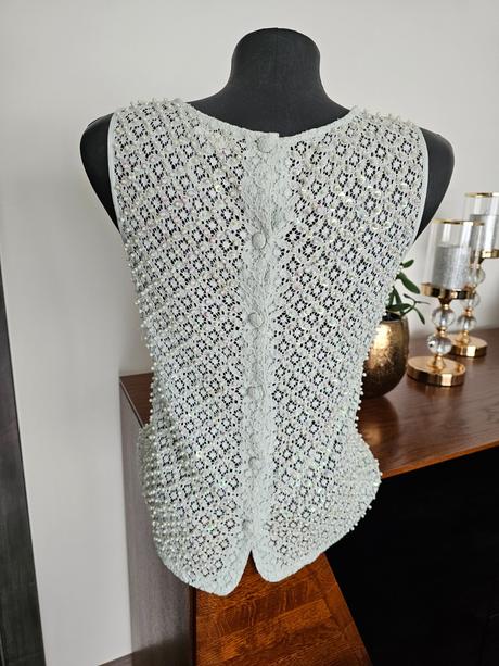 Čipkovaný top s perličkami, river island,m