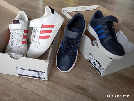 Tenisky biele + modré (už s poštovným), adidas,37