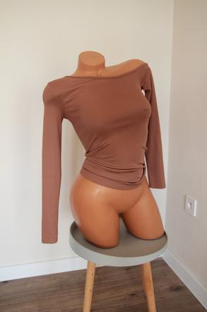 Hnedý elastický top, xs, xs