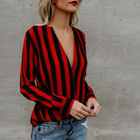 Bluzka red striped, m
