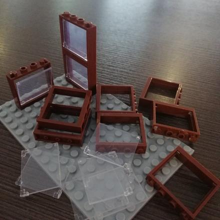 6ks lego okná hnedé, 