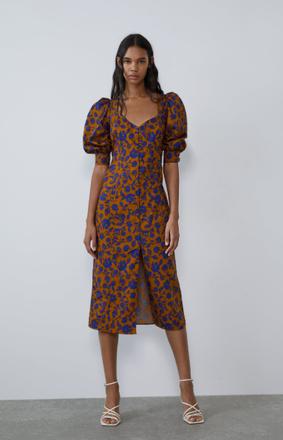 Zara kvetinové šaty s nafúknutými rukávmi, zara,xs