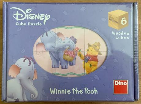 Dino drevené obrázkové kocky - macko pu 6 ks,