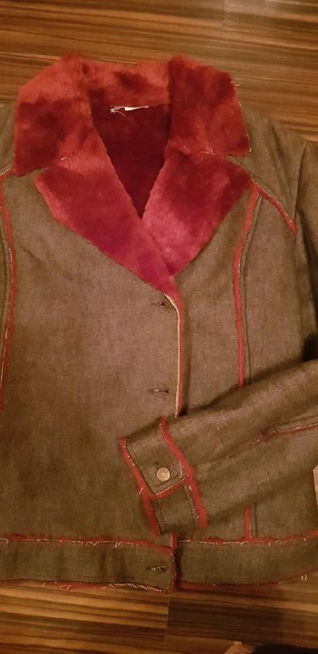 Riflová bunda s kožušinou, l