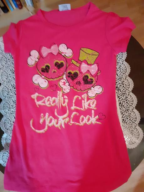 Ruzove dievcenske tricko s obrazkom, 158