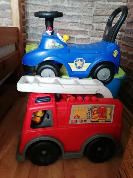 Požiarnické auto + veľké kocky, loptičky, 