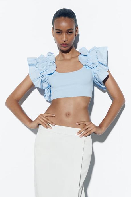 Krásny rebrovaný crop top značky zara, zara,s