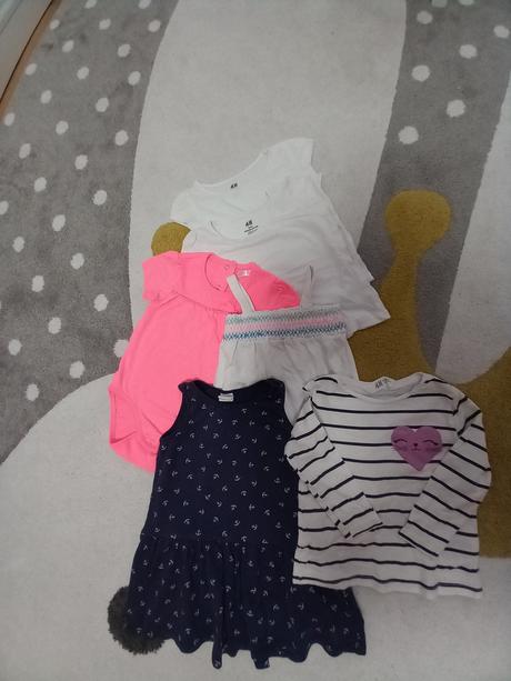 Krásne letné oblečenie - 92- balík - šaty, tričká, 86–98