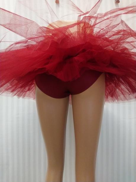 Červená tanečná 6 vrstvová tylová sukňa, danza, xs, 