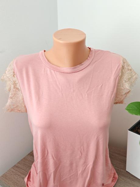 Pudrové ružové tričko krásne m, m