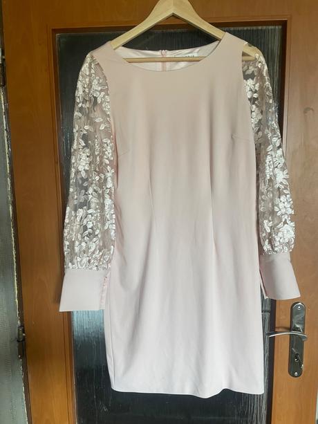 Originálne spoločenské šaty s nadýchanými rukávmi, l