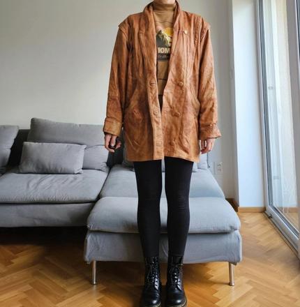 Vintage oversize pravá kožená bunda italy, xxl