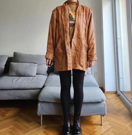 Vintage oversize pravá kožená bunda italy, xxl