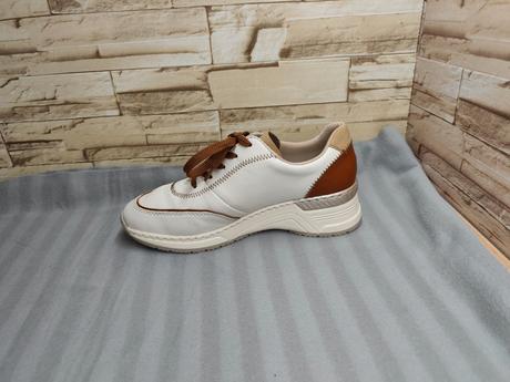 Rieker 40 - dámske kožené bielo hnedé topánky, rieker,40