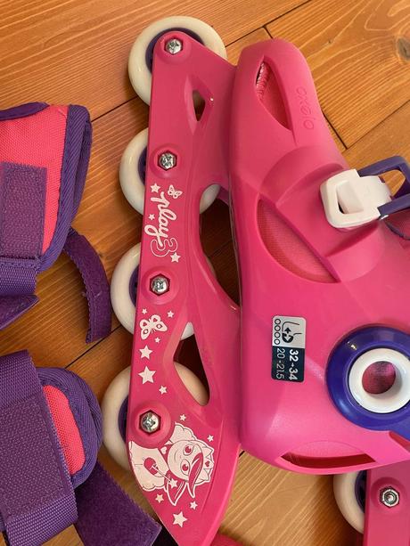 Detské kolieskové korčule play3 ružovo-fialové, 32