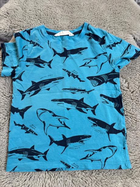 Tričko zo žralokmi hm 110/116 +kratasy lindex, h&m,110