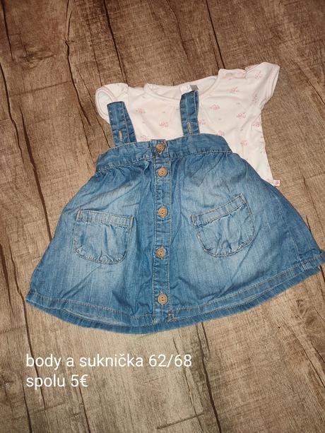 Riflová suknička/šaty s body, 68