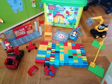 Mega bloksbox zachr.stanica, hasič,vrtuľník,bager, 