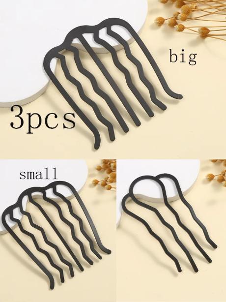 Sada 3ks kovových vkladacích hrebienkov do vlasov, 