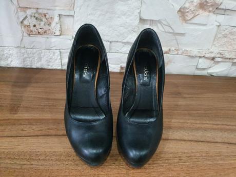Čierné kožené lodičky wojas, 37