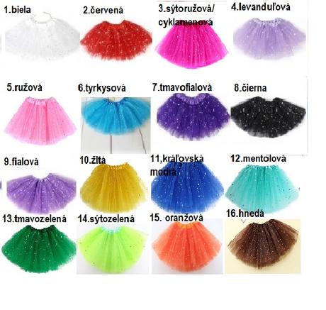 Tutu sukňa nenosená skladom rôzne farby aj viac ks, <50 - xs