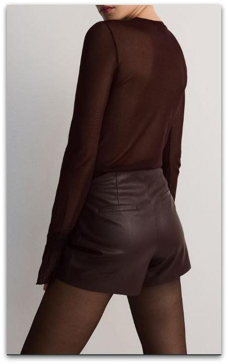 Šortky so sukňou z umelej kože reserved, reserved,l