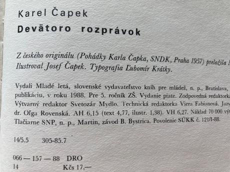 Devätoro rozprávok karel čapek (1988),