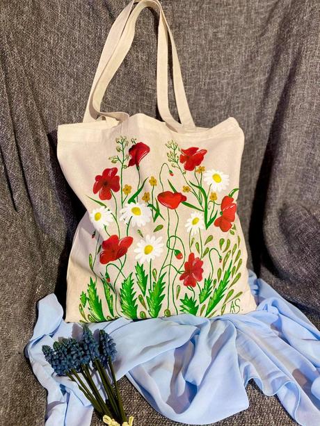 Plátené, ručne maľované tašky, 