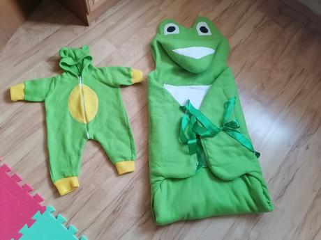 Zavinovačka ( hracia deka) + overal s uškami žabka, 