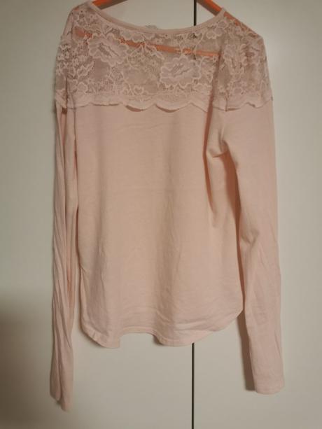 Bledo ružové tricko s čipkou, h&m,146