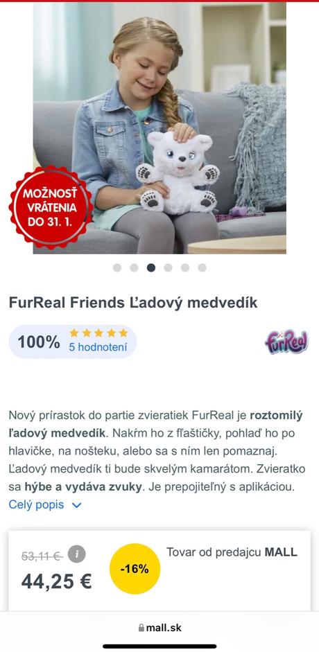 Furreal macko biely, 