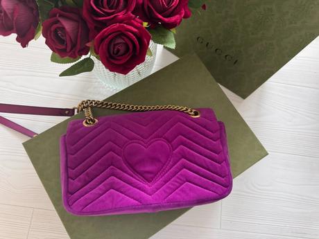 Gucci purple velvet mini gg marmont bag, gucci
