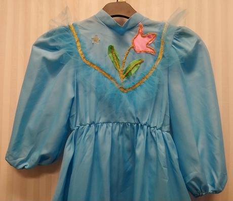 Kostým princezná, modro zlaté šaty, 140-152 cm,