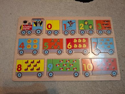 Drevena vkladacka vlak pocitanie s krtkom, 
