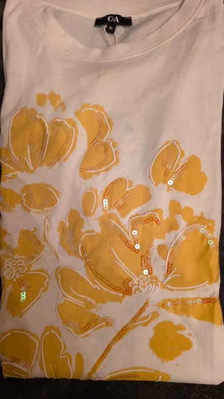 Bavlnene tricko xl  s kvetmi, c&a,xl