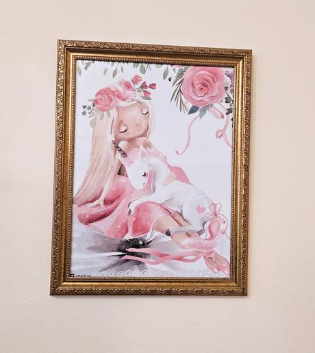 Inspio obraz dievčatko s jednorožcom pod sklom, 