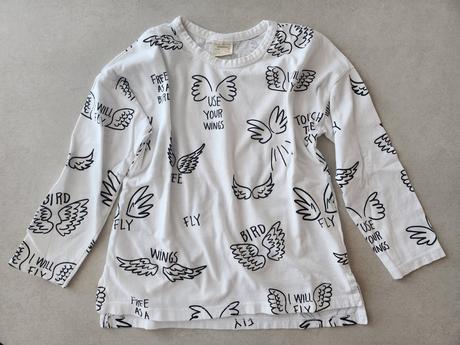 Biele tričko s dlhým rukávom s anjelskymi krídlami, zara,110