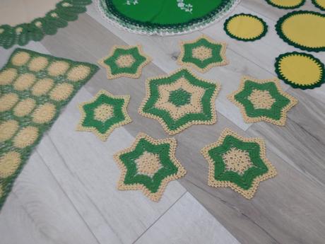 Do zelena obrusky +háčkované,, 