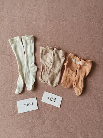 Hm biele podkolienky + ponozky 23/28, h&m,23