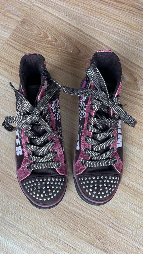 Zateplené tenisky s trblietkami a zipsom, 34