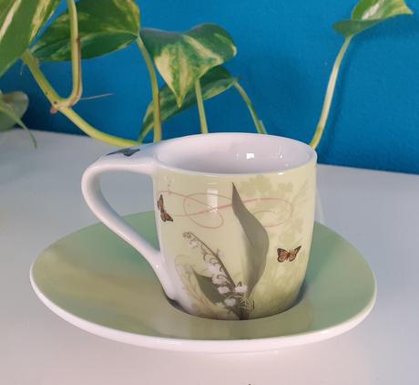 Porcelánová šálka na espresso - konvalinky zelená, 