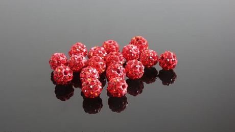Shamballa korálky 6 mm červené , 