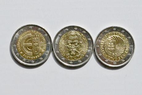 Pamätné slovenské 2 eurové mince 2014 a 2015,