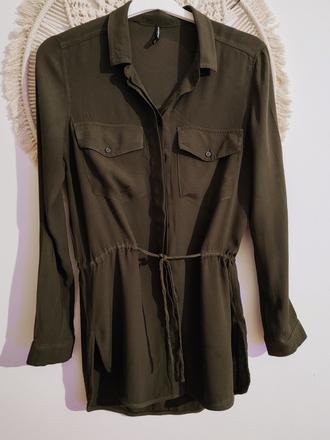 Khaki košeľa stradivarius, stradivarius,s