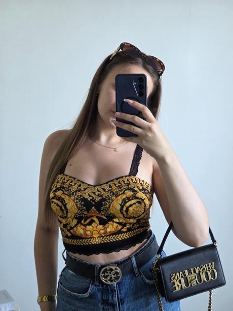 Vzorovaný crop top s/m, s