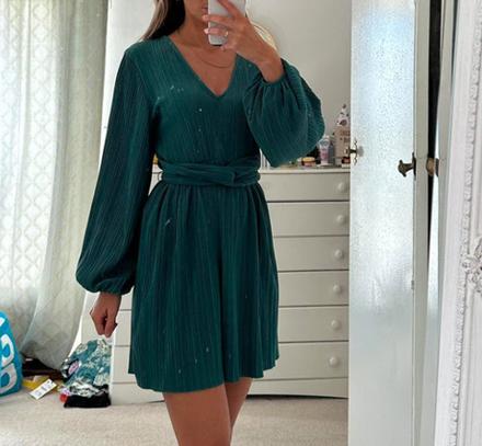 Nádherné plisované smaragdové šaty zara, zara,s