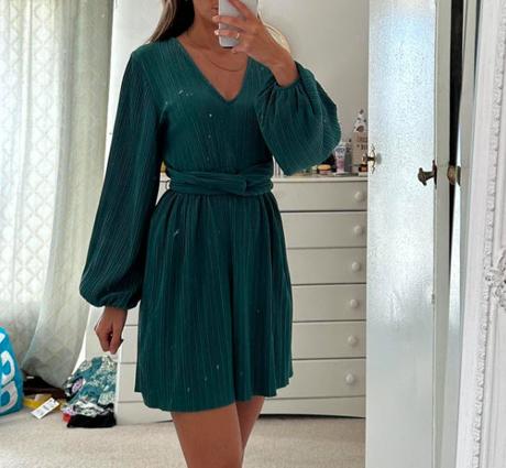 Nádherné plisované smaragdové šaty zara, zara,s