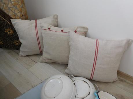 Vankúše z ľanového plátna , obrus starodávny, 