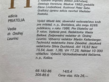 Milión dobrodružstiev-prvé vydanie 1986, 